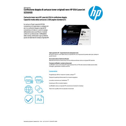 Toner 05A HP nero  Conf. 2 - CE505D